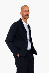Wide Fit Blazer Ash Navy Brushed Twill