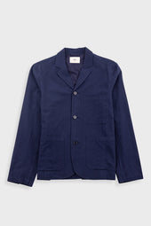 Wide Fit Blazer - Navy Textured Cotton