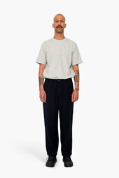 Wide Fit Trouser Ash Navy Brushed Twill