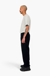 Wide Fit Trouser Ash Navy Brushed Twill