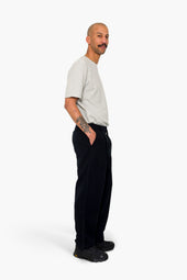 Wide Fit Trouser Ash Navy Brushed Twill