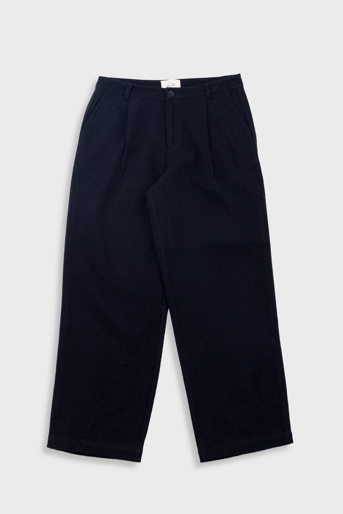 Wide Fit Trouser Ash Navy Brushed Twill