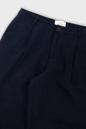 Wide Fit Trouser Ash Navy Brushed Twill