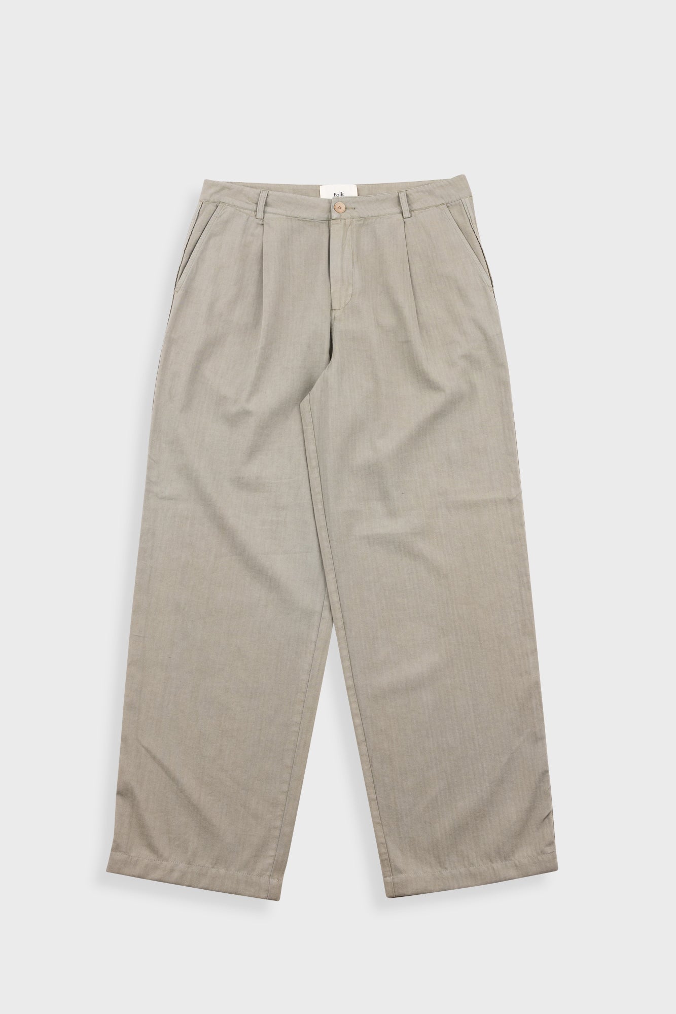 Wide Fit Trouser Sage Herringbone