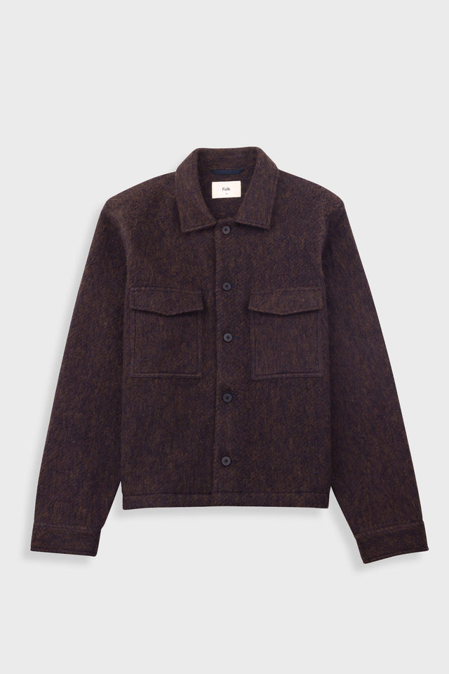 Zaki Jacket - Navy Espresso Brushed Wool