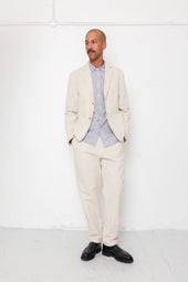 Fixed Waistband Cotton Linen Trouser Natural Linen Canvas