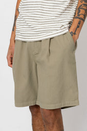 Elasticated Wide Fit Short Sage Herringbone