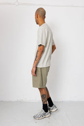 Elasticated Wide Fit Short Sage Herringbone
