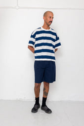 Oversized Striped T Shirt Off White Blue