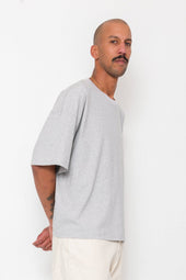 Oversized T Shirt Grey Melange Slub