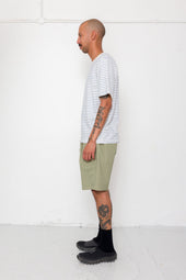Short Sleeve Textured Striped T Shirt Ecru Bright