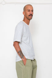 Short Sleeve Textured Striped T Shirt Ecru Bright