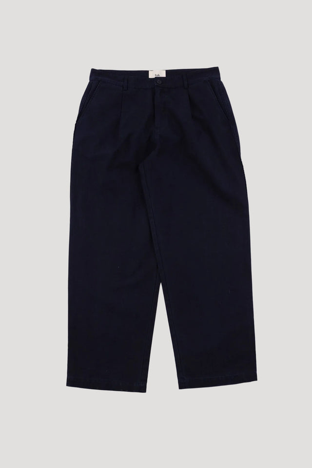 Wide Fit Trouser - Navy Linear Texture