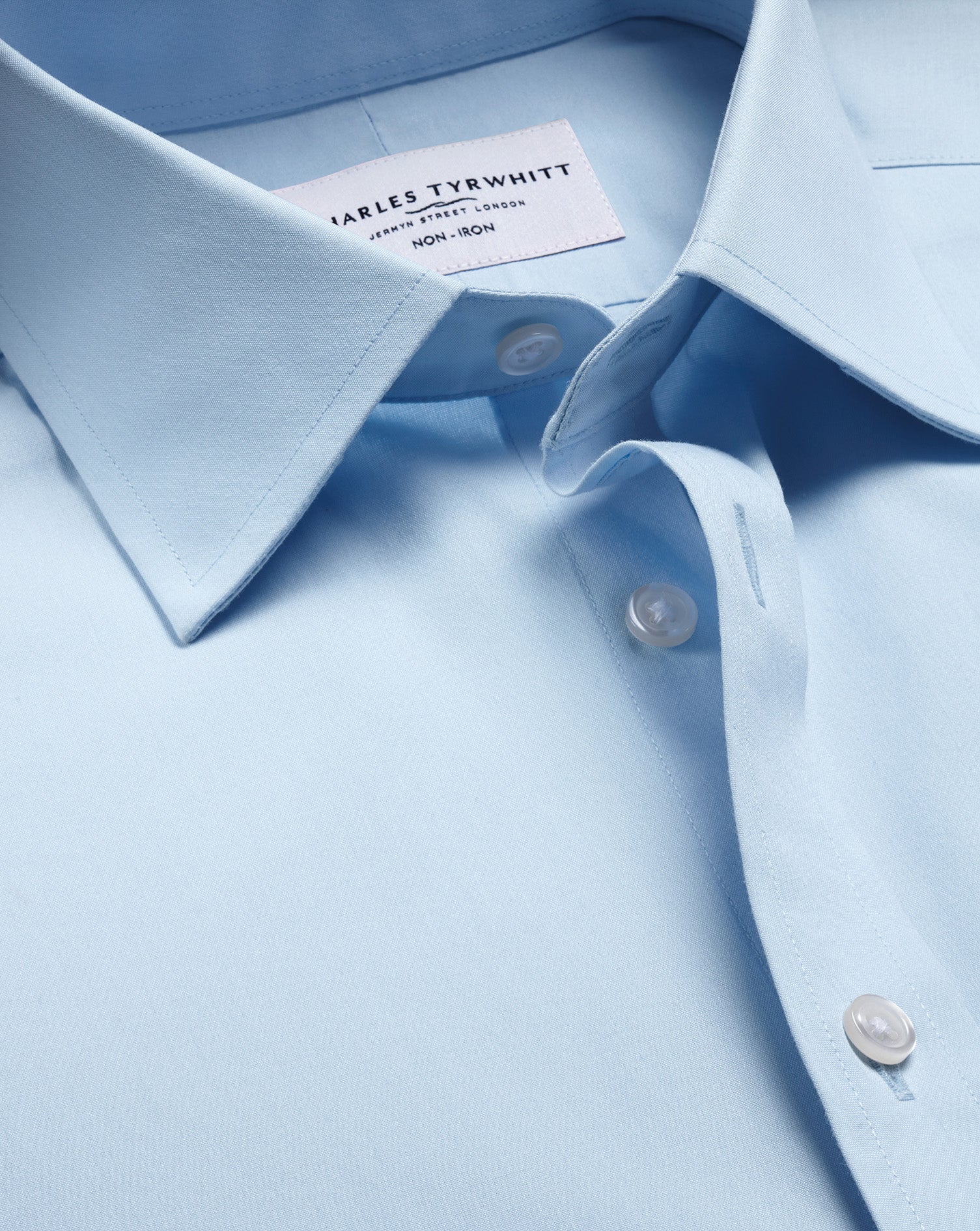 Non-Iron Stretch Poplin Shirt - Sky Blue