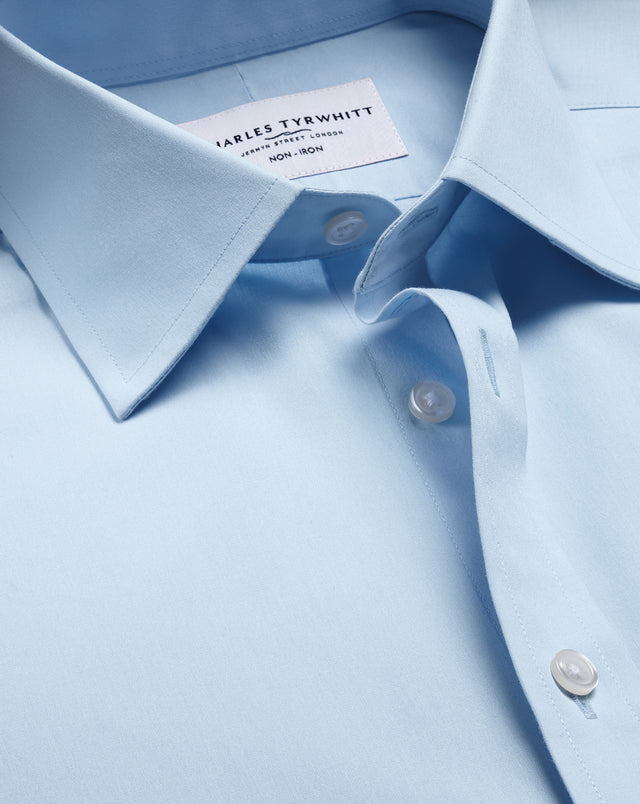 Non-Iron Stretch Poplin Shirt - Sky Blue