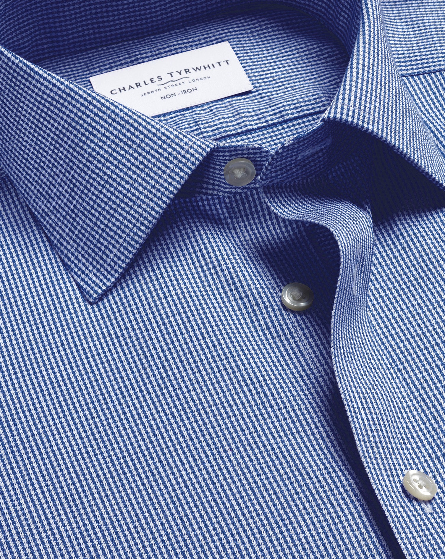 Non-Iron Twill Puppytooth Shirt - Royal Blue