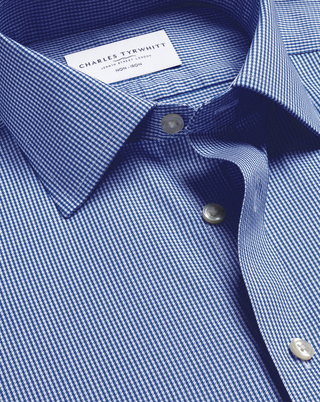 Non-Iron Twill Puppytooth Shirt - Royal Blue