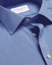 Shirt pied-de-poule sans repassage - Bleu roi