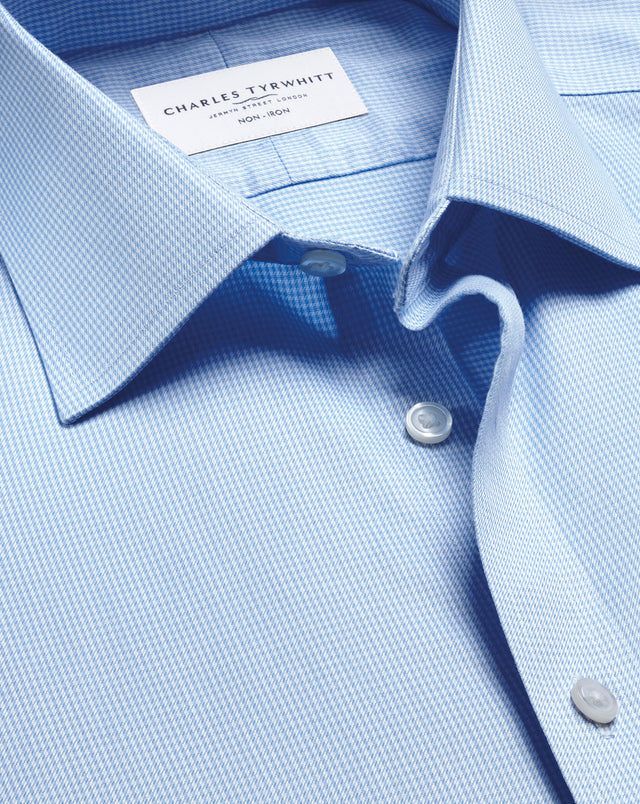 Non-Iron Puppytooth Shirt - Sky Blue