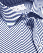 Non-Iron Stretch Poplin Bengal Stripe Shirt - Royal Blue
