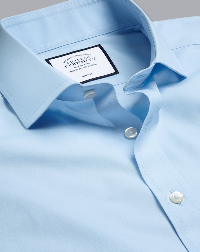 Non-Iron Stretch Poplin Shirt - Sky Blue