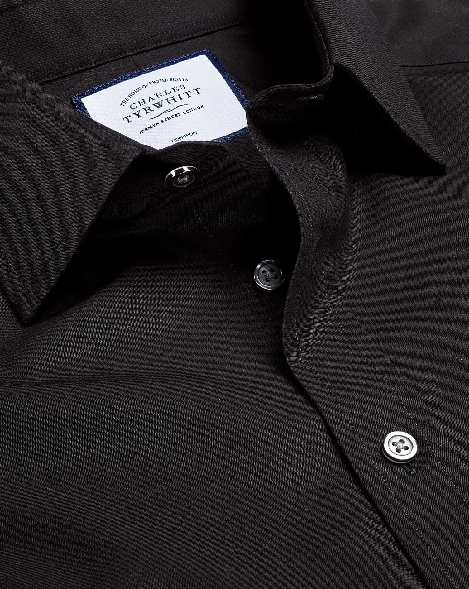 Non-Iron Stretch Poplin Shirt - Black