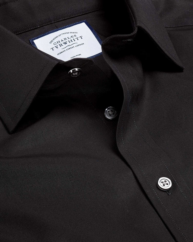 Non-Iron Stretch Poplin Shirt - Black