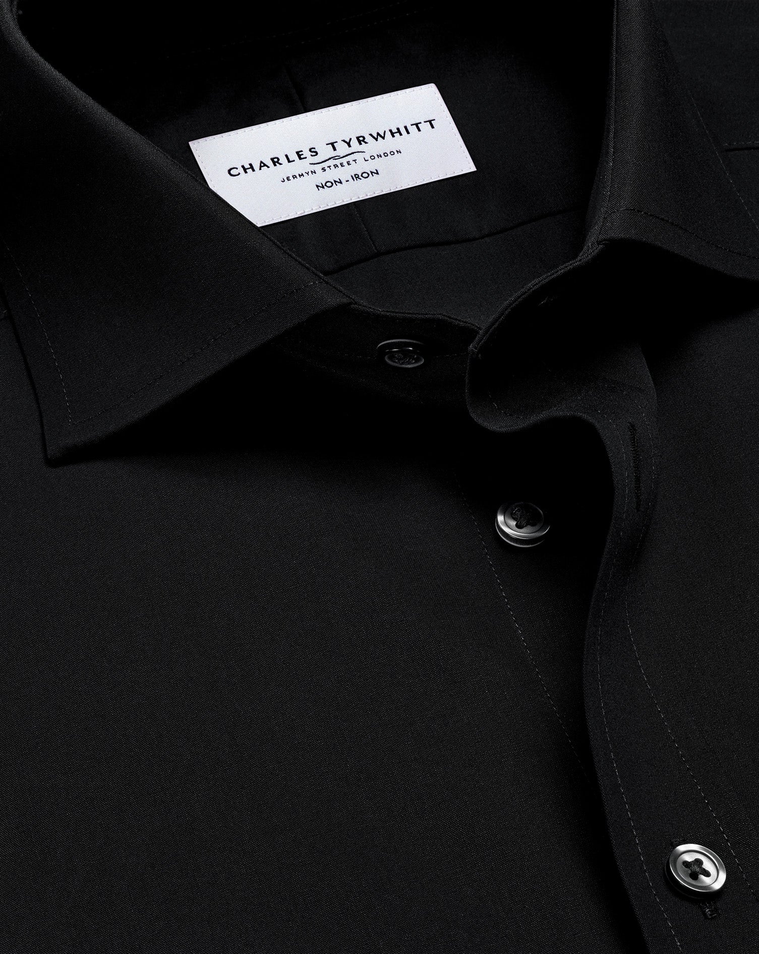 Non-Iron Stretch Poplin Shirt - Black