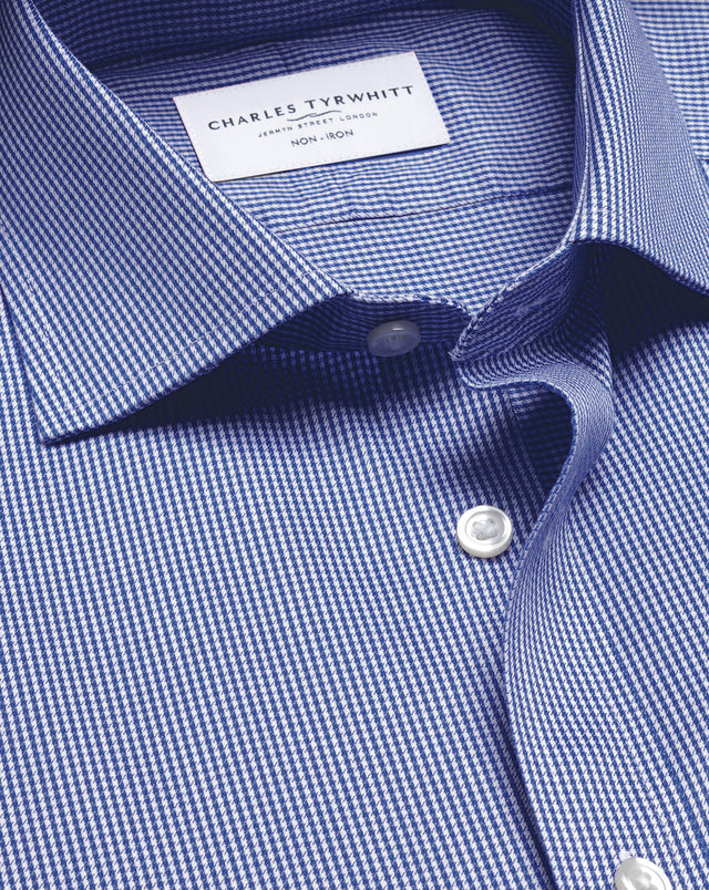 Non-Iron Puppytooth Shirt - Royal Blue