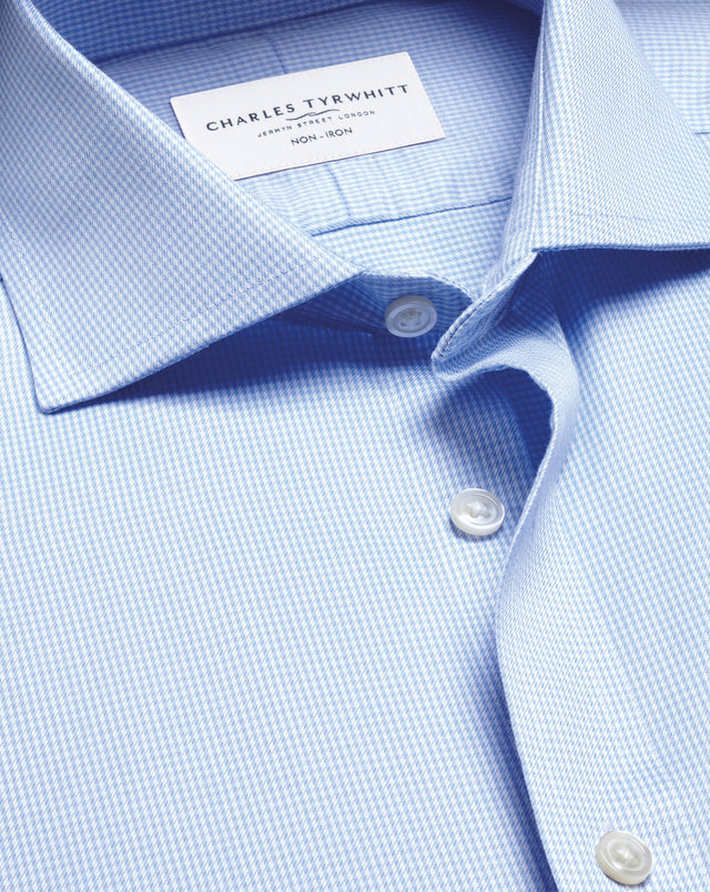 Non-Iron Puppytooth Shirt - Sky Blue