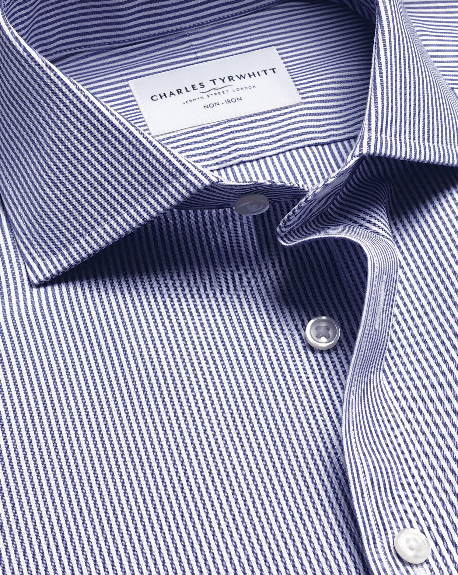 Non-Iron Stretch Poplin Bengal Stripe Shirt - Royal Blue