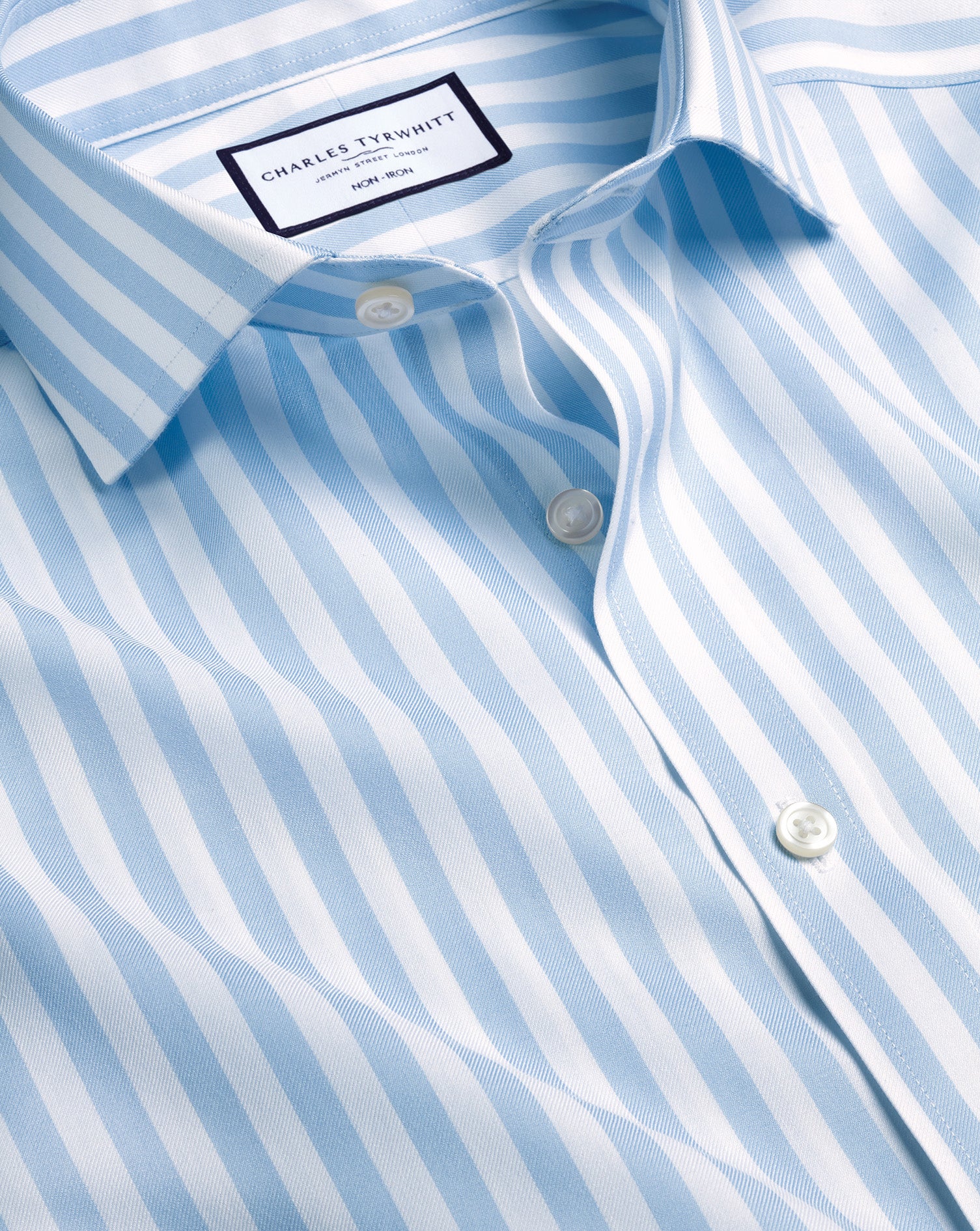 Non Iron Twill Wide Stripe Shirt
