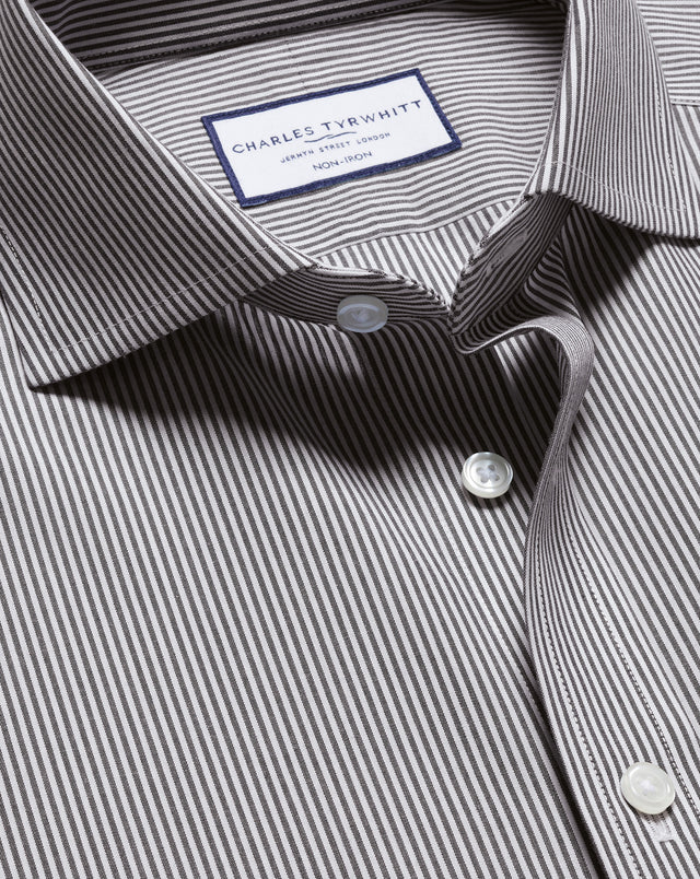 Non-Iron Poplin Bengal Stripe Shirt - Black