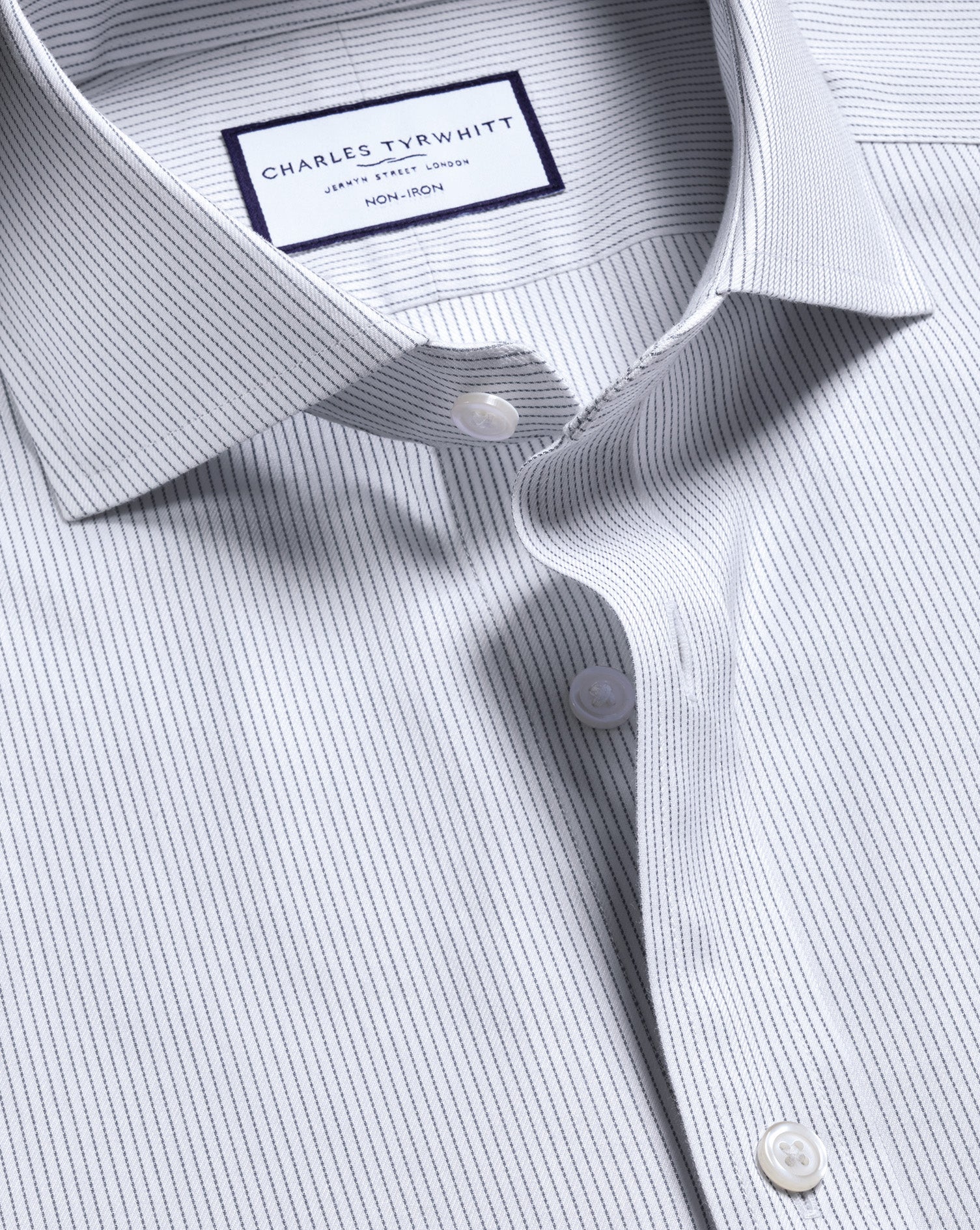 Non-Iron Twill Stripe Shirt - Indigo Blue