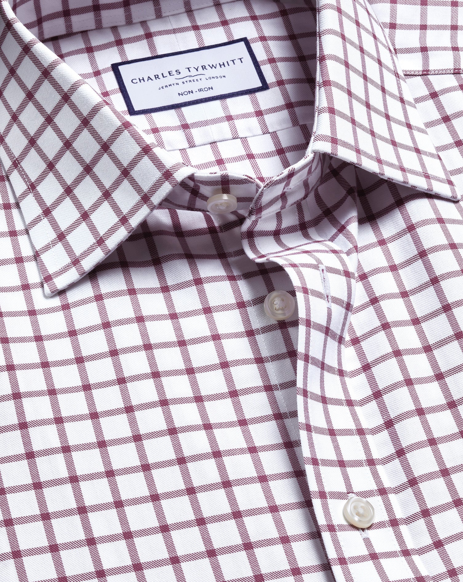 Non-Iron Twill Check Shirt - Dark Pink