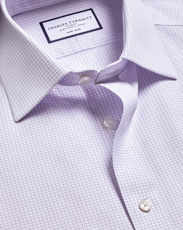 Non-Iron Twill Check Shirt - Lilac