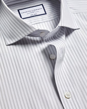 Non Iron Stretch Poplin Stripe Shirt Grey