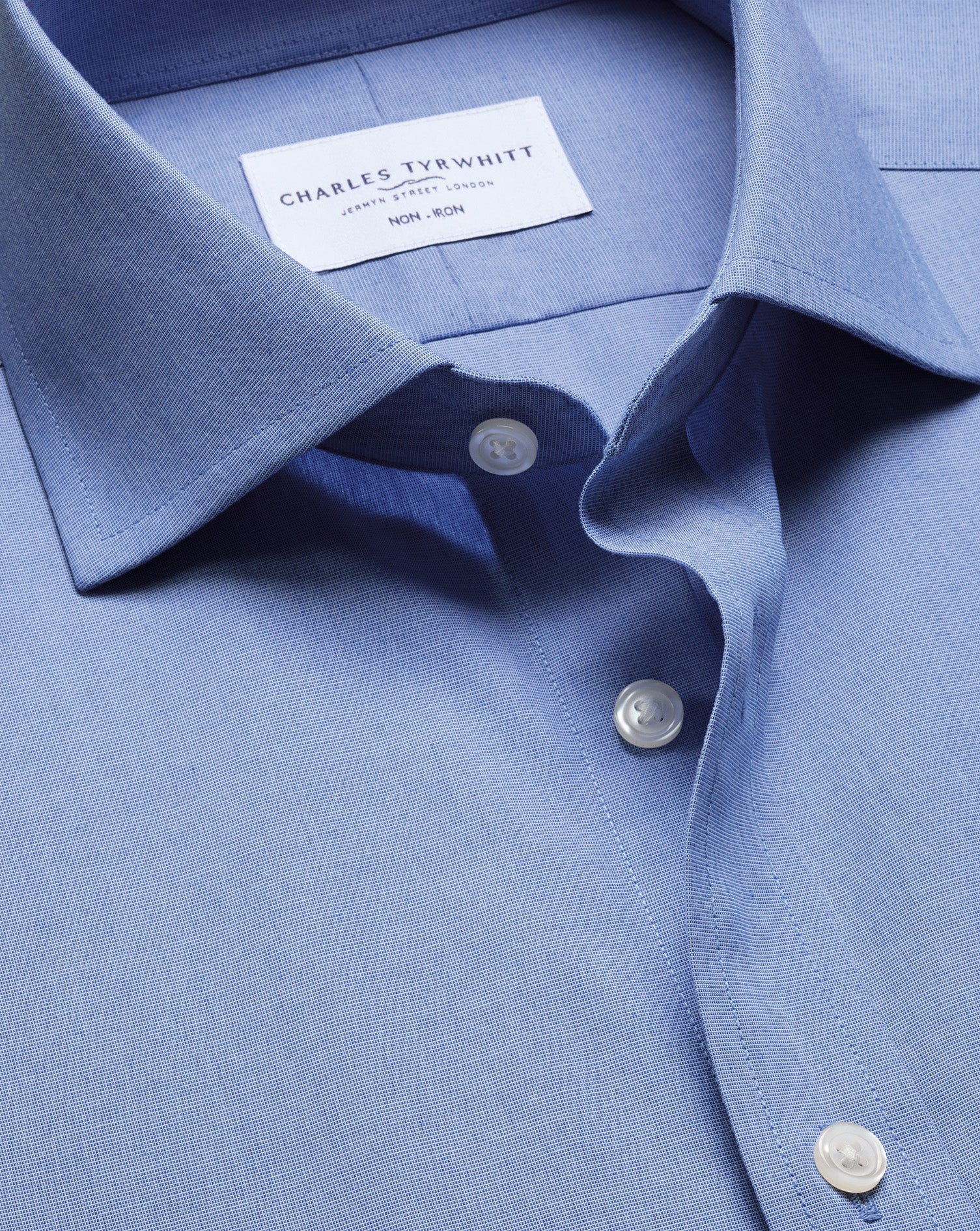 Non-Iron Stretch Poplin Shirt – Mid Blue