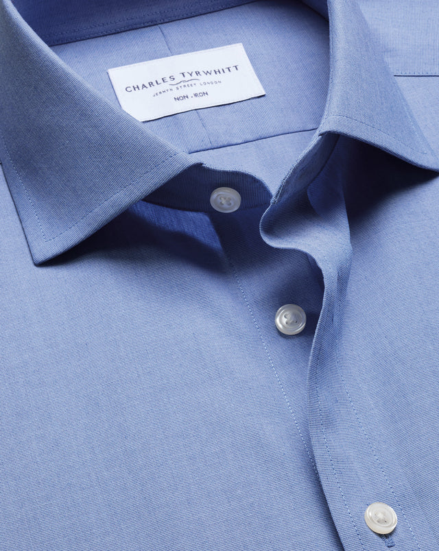 Non-Iron Stretch Poplin Shirt – Mid Blue
