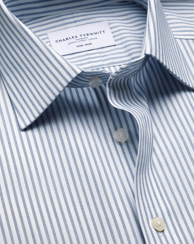 Non-Iron Royal Oxford Stripe Shirt – Indigo Blue