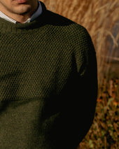 SE28 LODEN GREEN BRITISH WOOL GUERNSEY UNISEX SWEATER