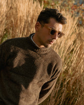 SE28 DARK BROWN BRITISH WOOL GUERNSEY UNISEX SWEATER