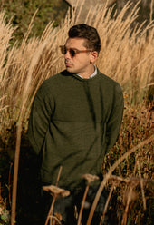 SE28 LODEN GREEN BRITISH WOOL GUERNSEY UNISEX SWEATER