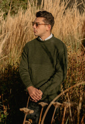 SE28 LODEN GREEN BRITISH WOOL GUERNSEY UNISEX SWEATER