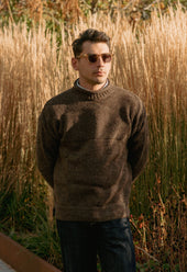 SE28 DARK BROWN BRITISH WOOL GUERNSEY UNISEX SWEATER