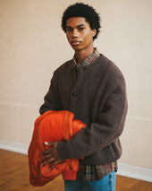 Heavy Wool Round Cardigan Choco Brown