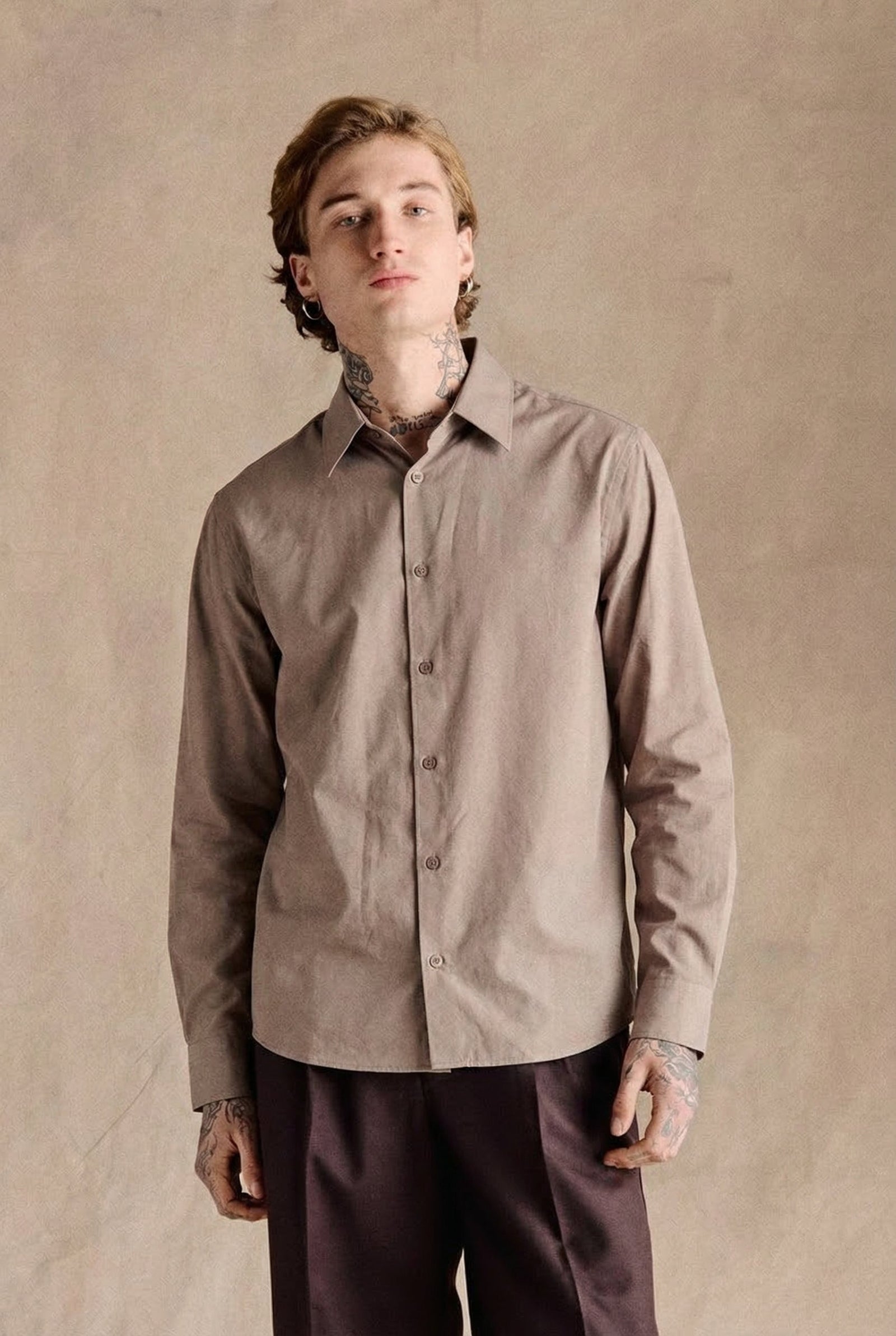 Lane Button Up Shirt Light Brown