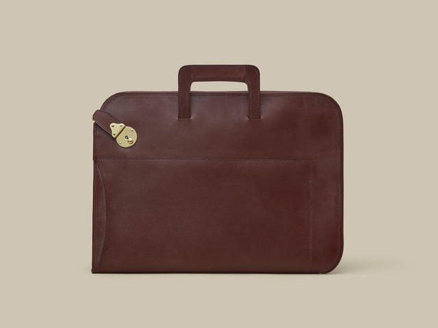 Retractable Handle Portfolio with Lock - Havana