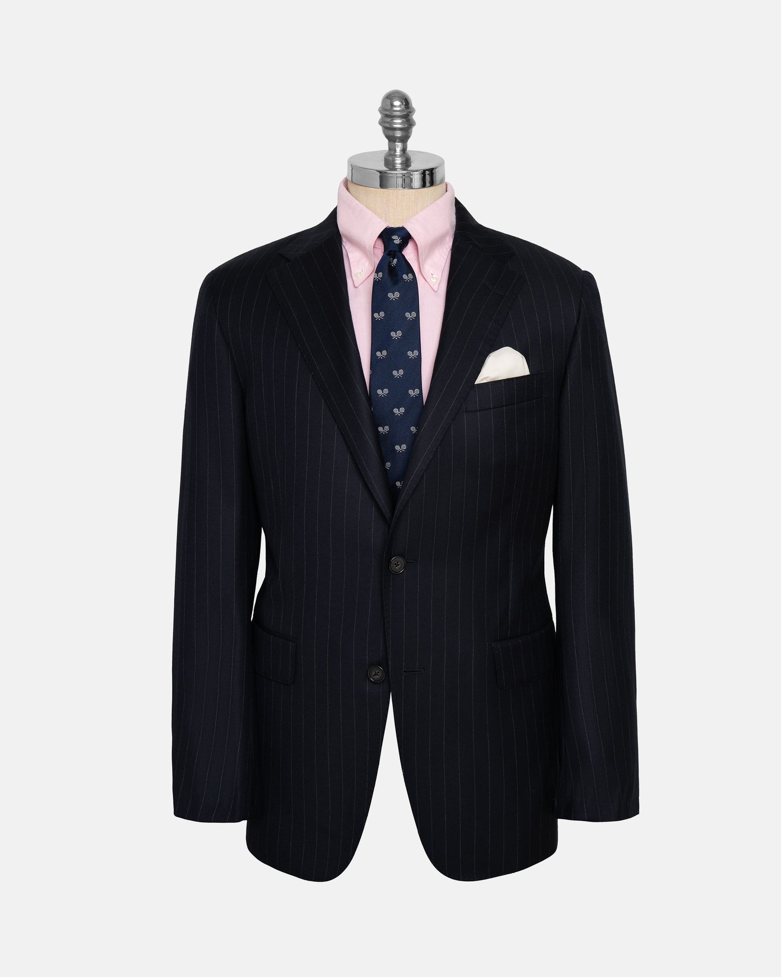Made-in-USA Navy Chalkstripe Two-Button Darted Suit