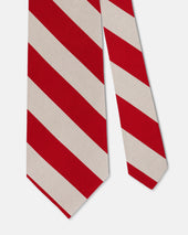 Made In Usa Red Silver Guard Stripe Silk Repp Tie
